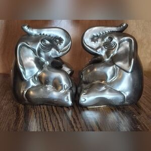 Pair of Metallic Elephant Bookends